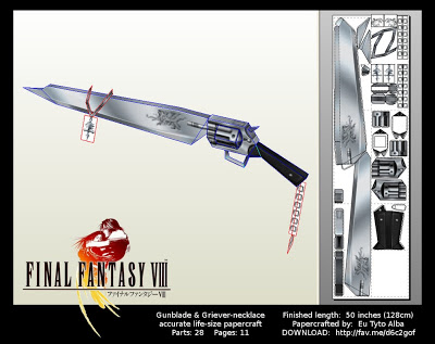 Final Fantasy VIII - Life Size Gunblade Papercraft