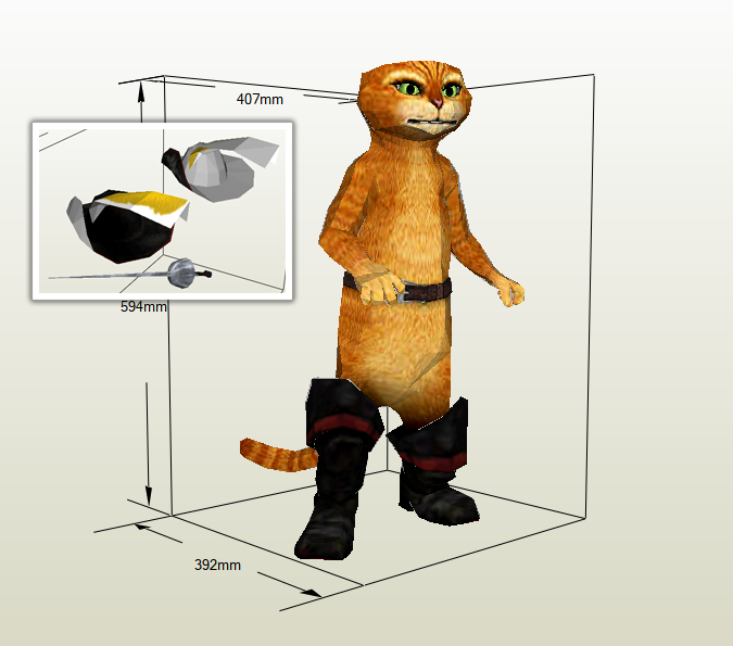 Gato con Botas de papercraft