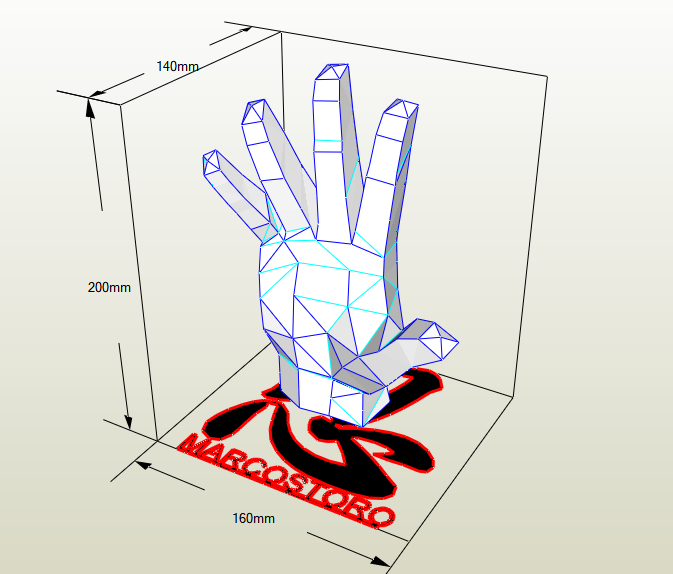 Mano abierta papercraft