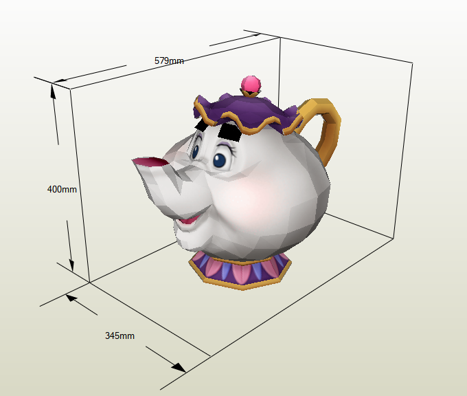 Mrs Potts papercraft