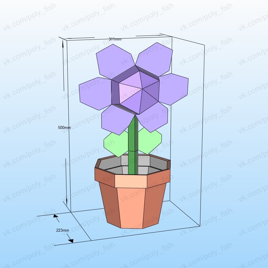 flor en Maceta papercraft