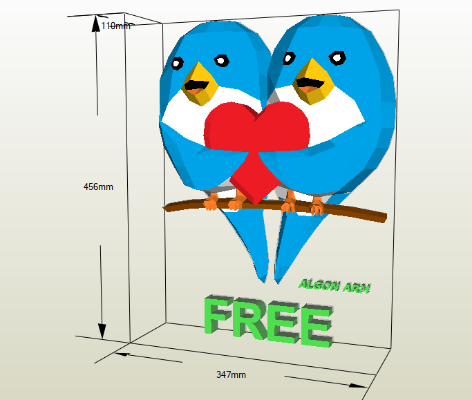 Aves enamoradas papercraft