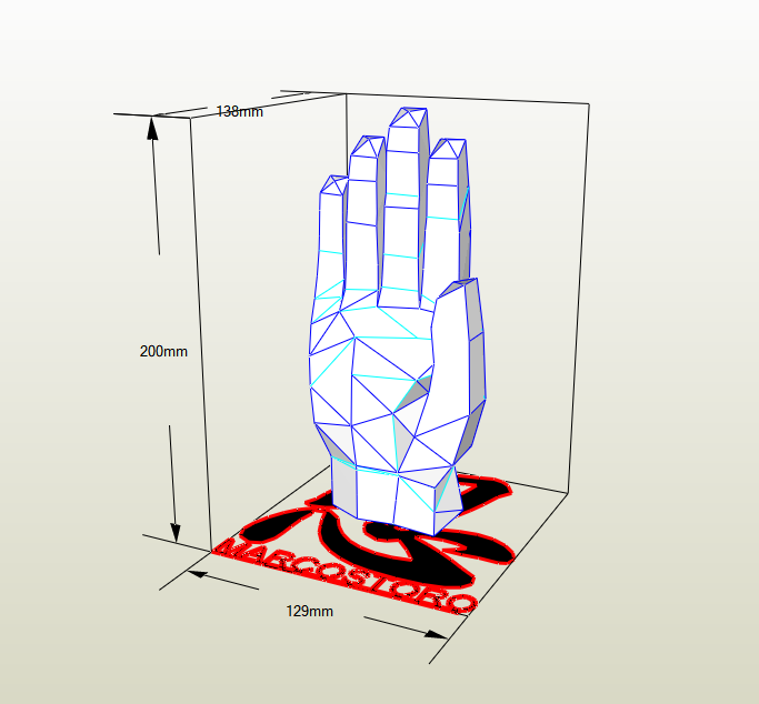 Mano de alto papercraft