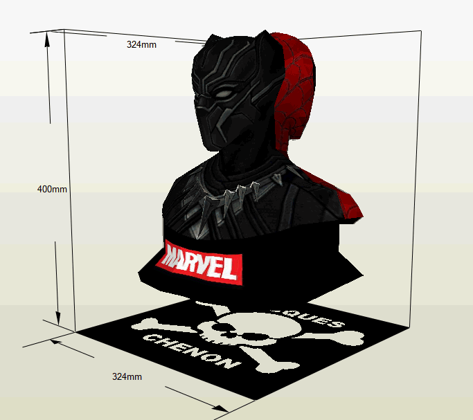 Busto Pantera Negra y Spiderman