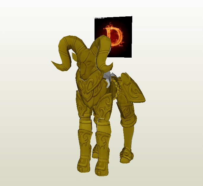 Armadura dorada de Aries de papercraft